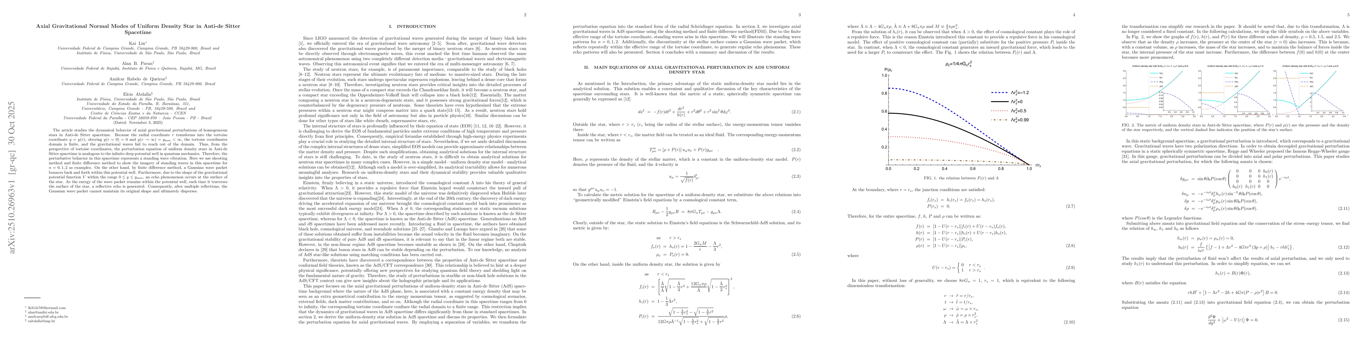 Thumbnail for Axial Gravitational Normal Modes of Uniform Density Star in Anti-de
  Sitter Spacetime