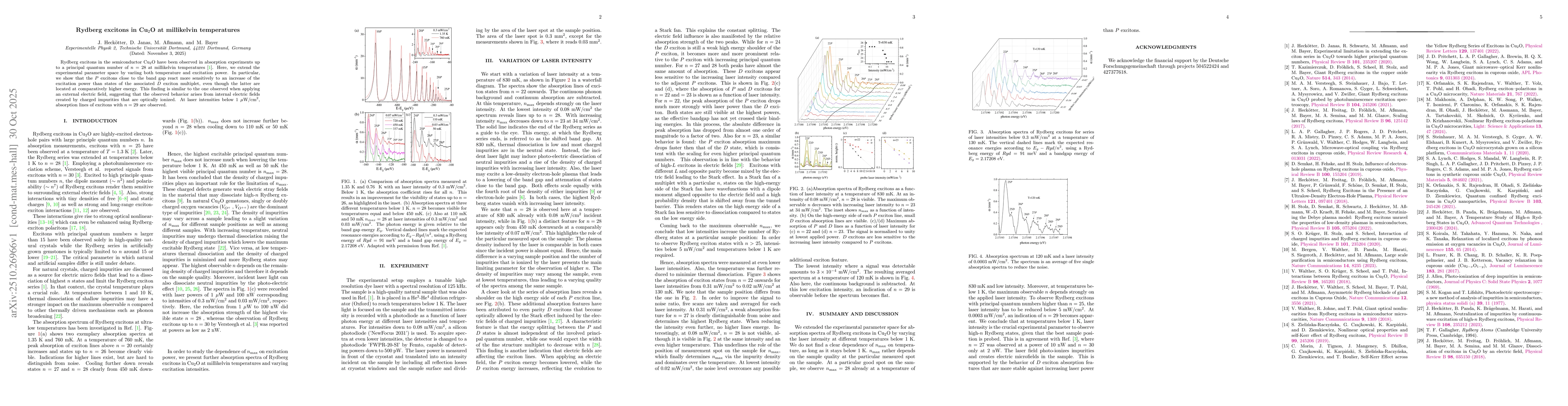 Thumbnail for Rydberg excitons in Cu$_2$O at millikelvin temperatures