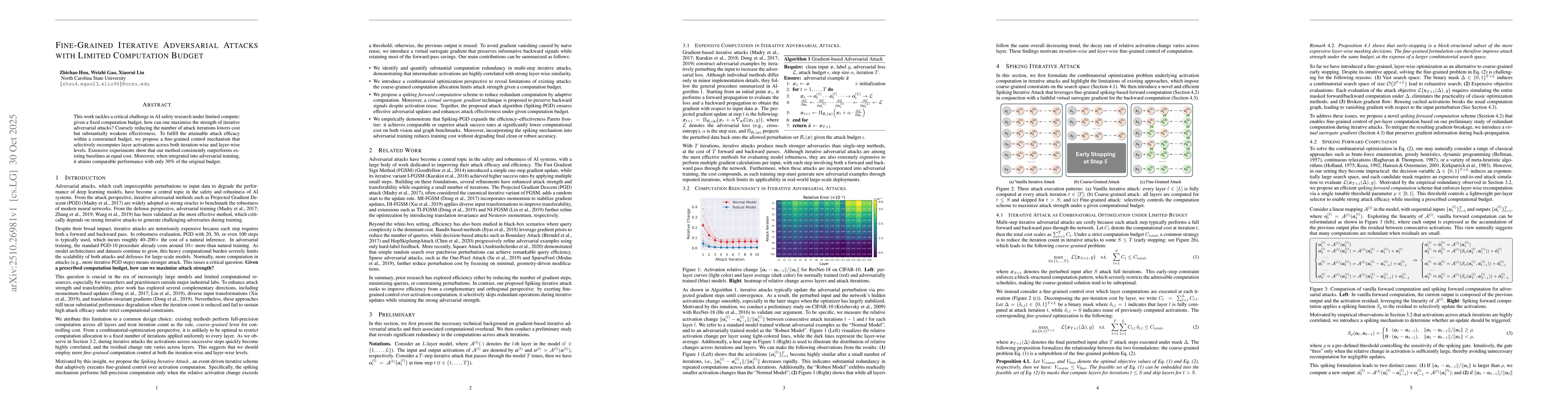 Thumbnail for Fine-Grained Iterative Adversarial Attacks with Limited Computation
  Budget