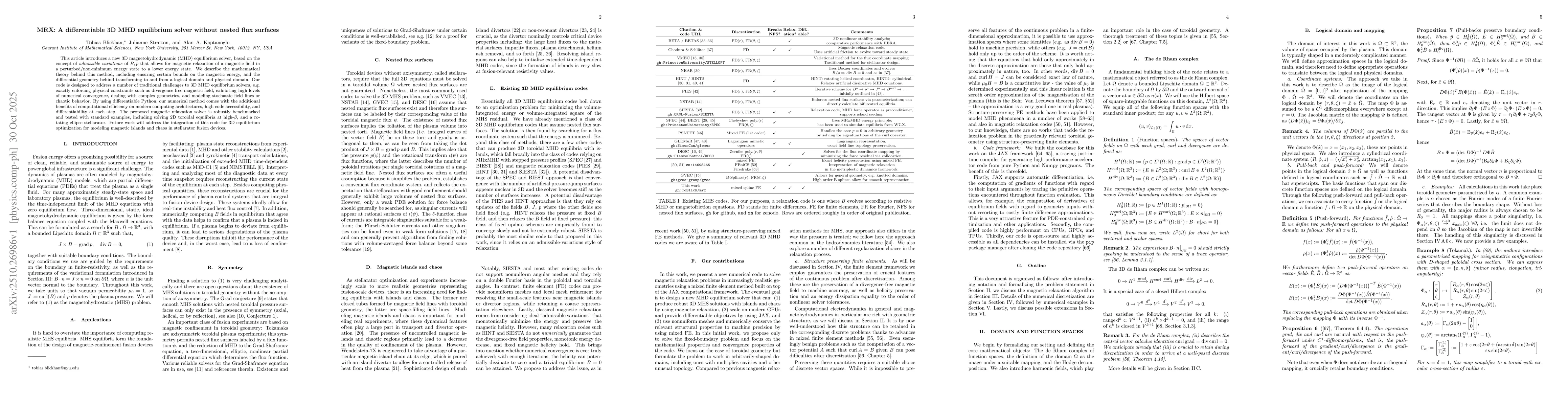 Thumbnail for MRX: A differentiable 3D MHD equilibrium solver without nested flux
  surfaces