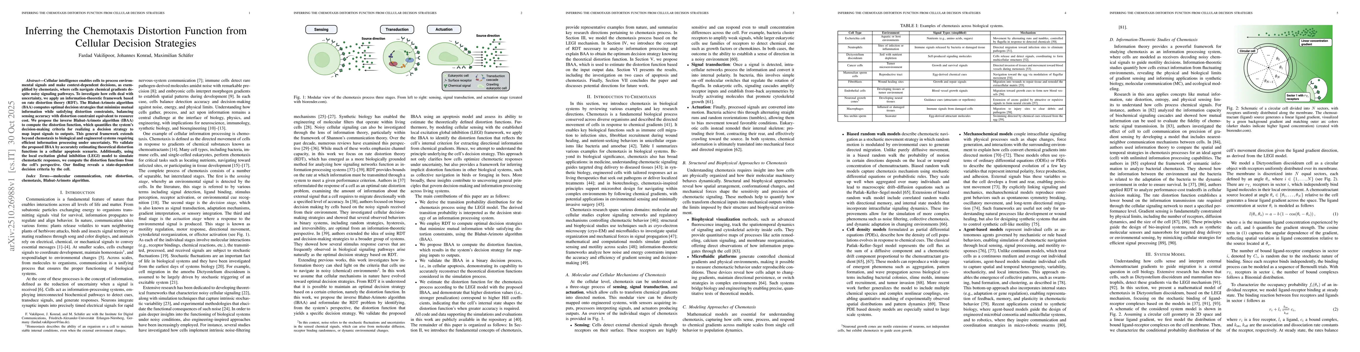 Thumbnail for Inferring the Chemotaxis Distortion Function from Cellular Decision
  Strategies