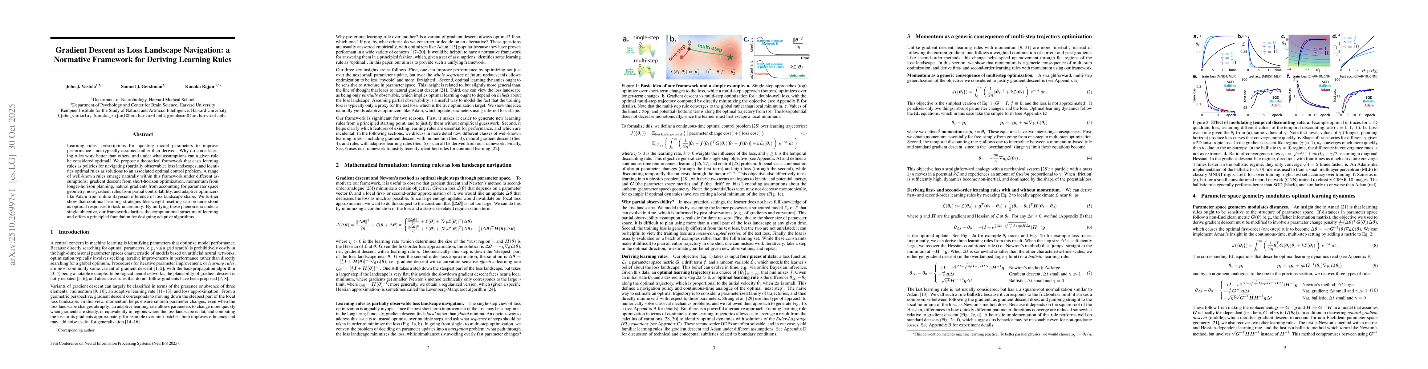 Thumbnail for Gradient Descent as Loss Landscape Navigation: a Normative Framework for
  Deriving Learning Rules
