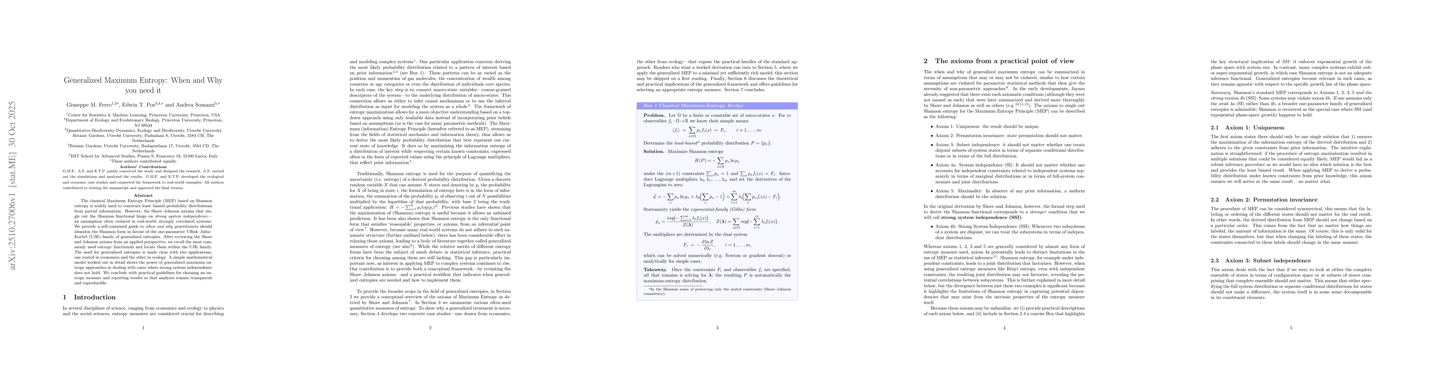 Thumbnail for Generalized Maximum Entropy: When and Why you need it