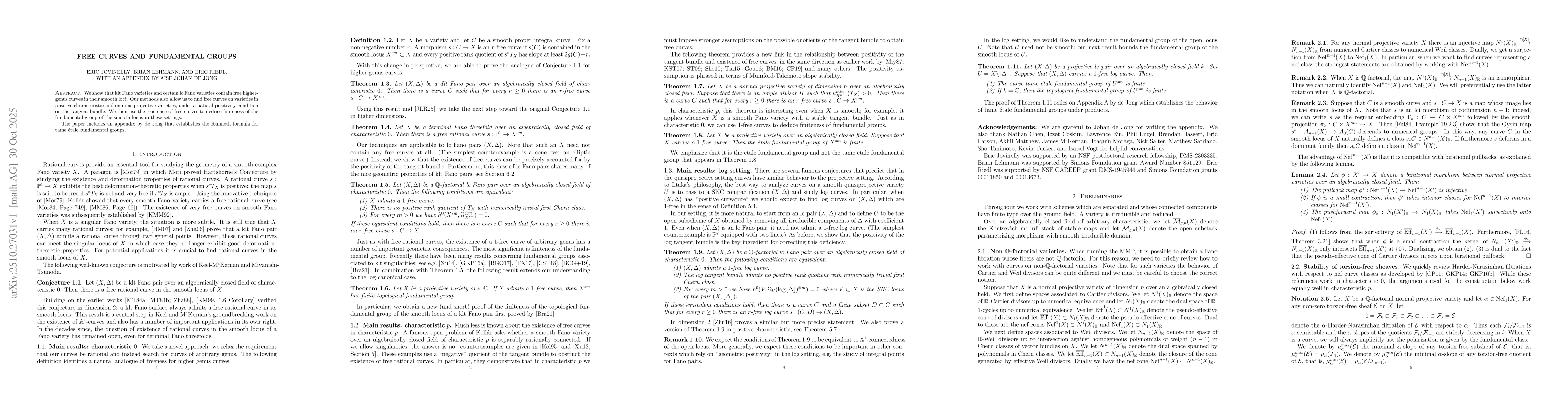 Thumbnail for Free curves and fundamental groups