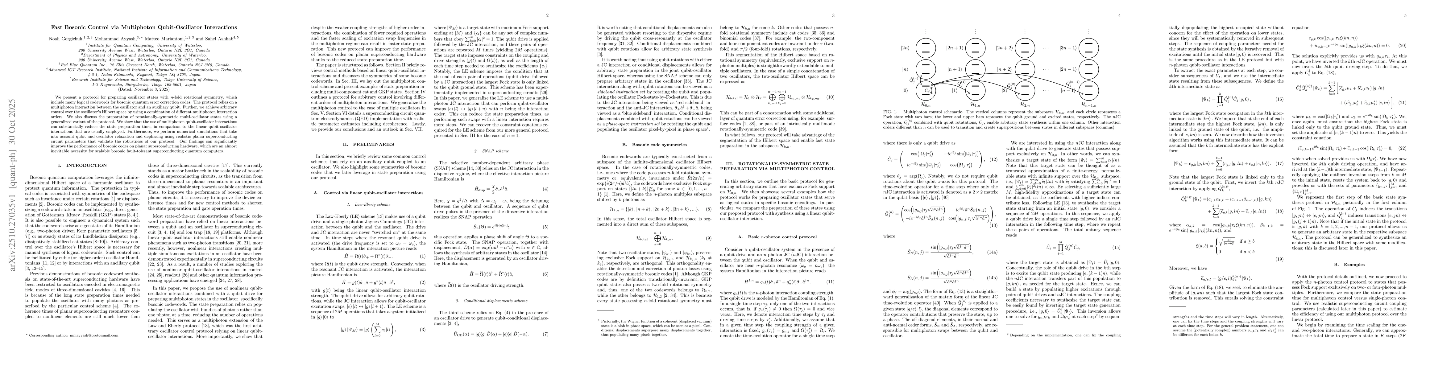 Thumbnail for Fast Bosonic Control via Multiphoton Qubit-Oscillator Interactions