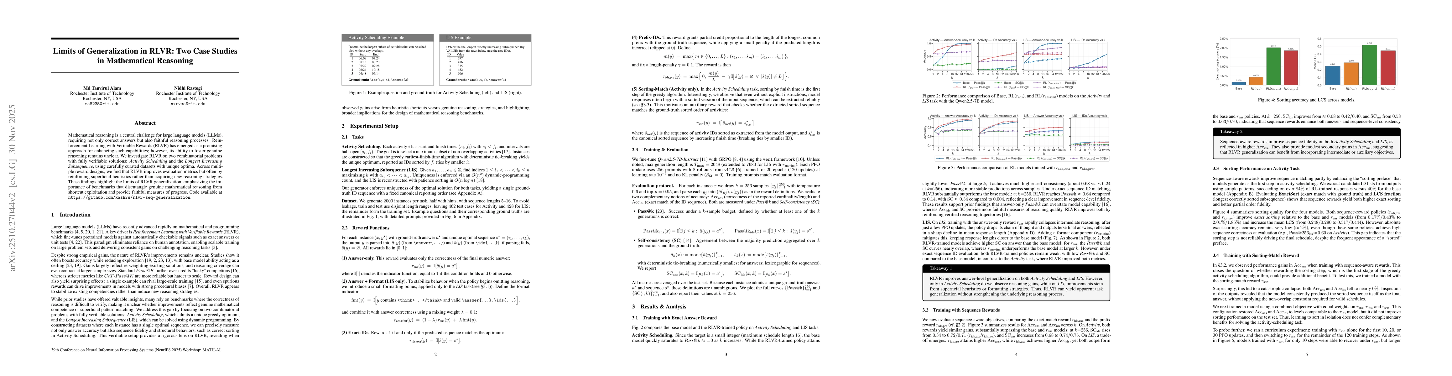 Thumbnail for Limits of Generalization in RLVR: Two Case Studies in Mathematical
  Reasoning