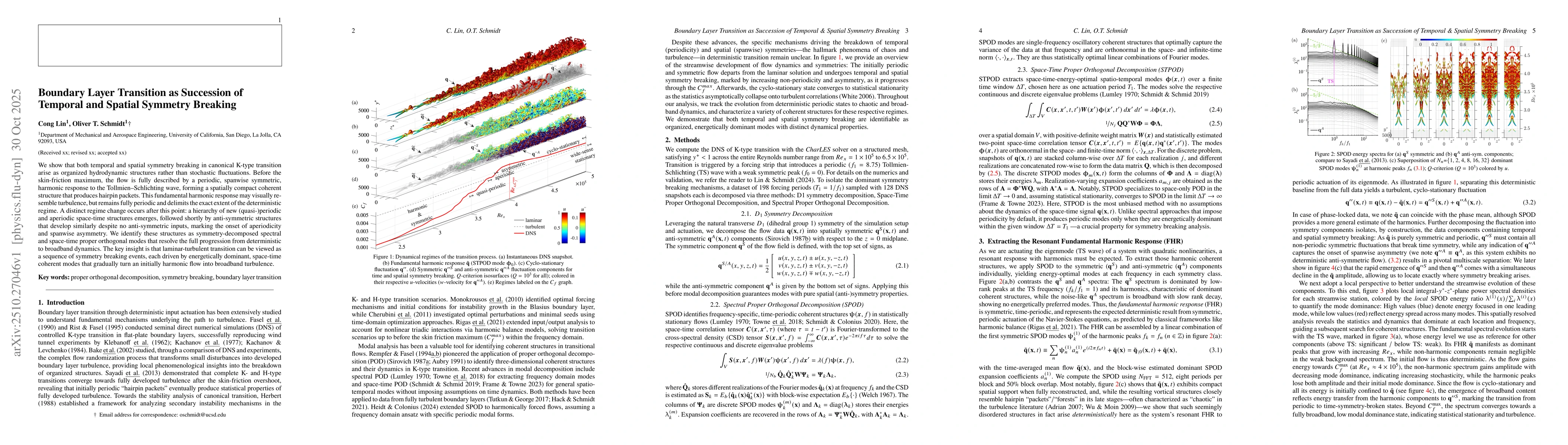 Thumbnail for Boundary Layer Transition as Succession of Temporal and Spatial Symmetry
  Breaking