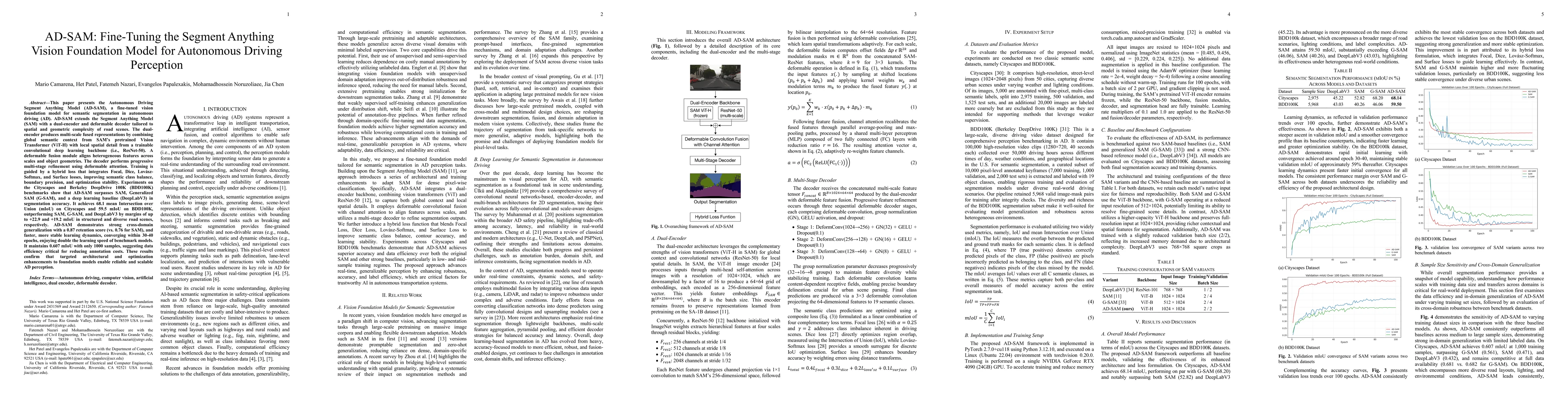 Thumbnail for AD-SAM: Adapting the Segment Anything Model for Semantic Segmentation in Autonomous Driving