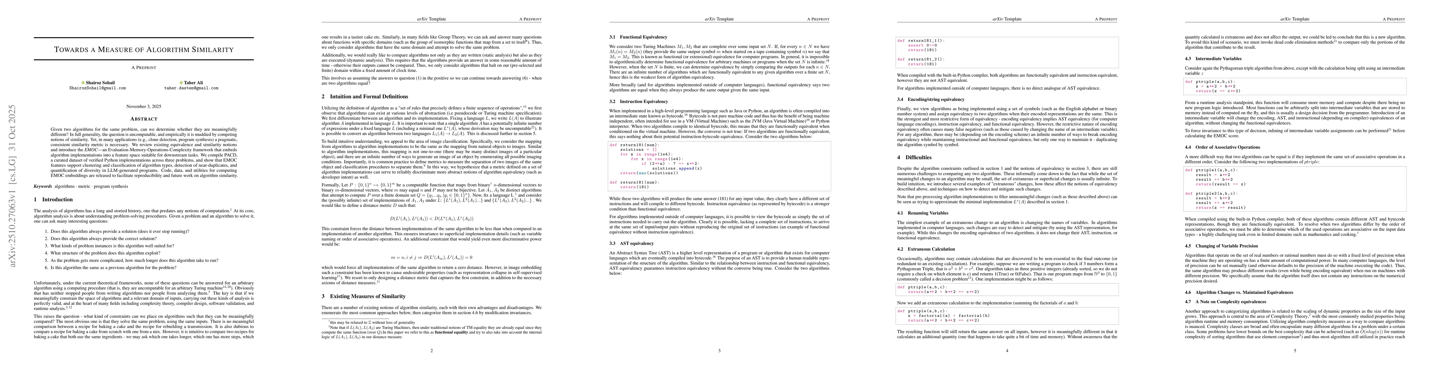 Thumbnail for Towards a Measure of Algorithm Similarity
