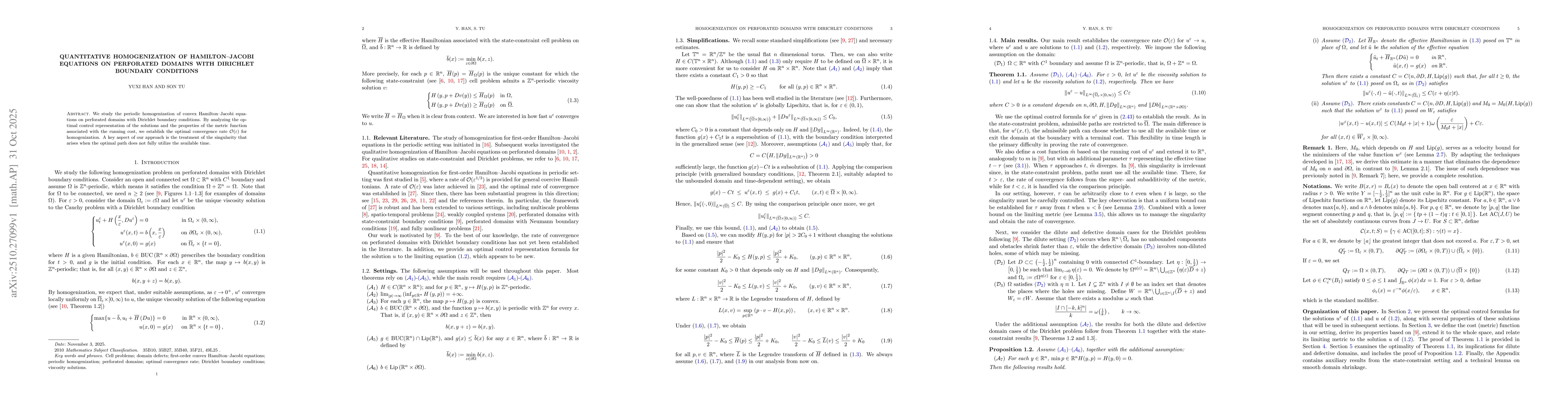 Thumbnail for Quantitative homogenization of Hamilton--Jacobi equations on perforated
  domains with Dirichlet boundary conditions