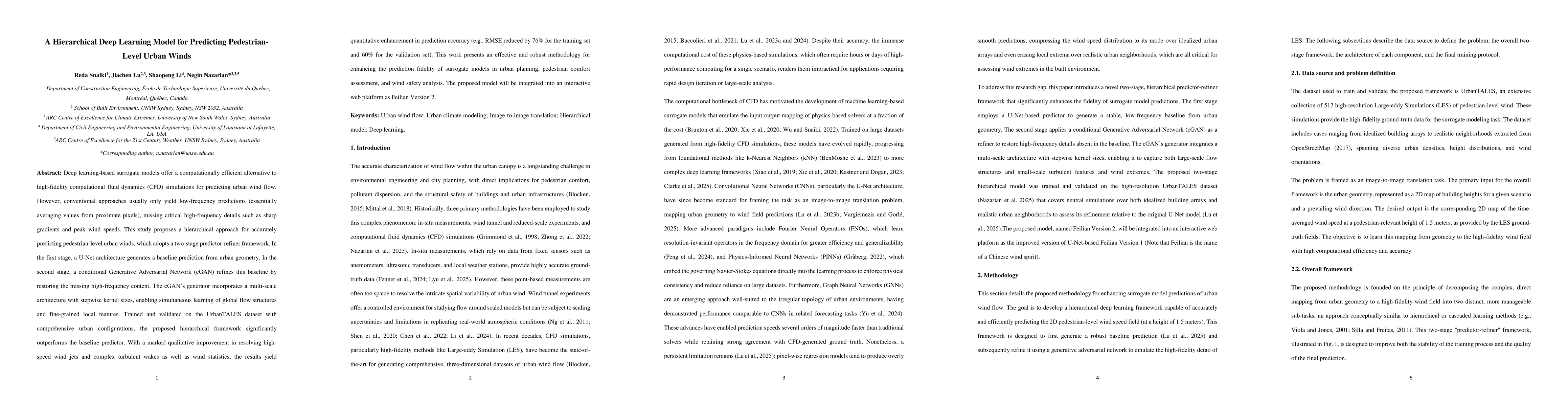 Thumbnail for A Hierarchical Deep Learning Model for Predicting Pedestrian-Level Urban
  Winds