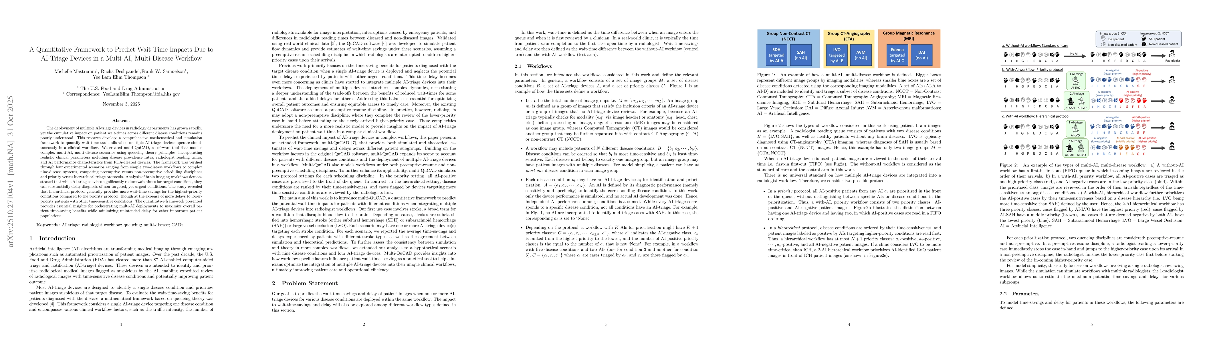 Thumbnail for A Quantitative Framework to Predict Wait-Time Impacts Due to AI-Triage
  Devices in a Multi-AI, Multi-Disease Workflow