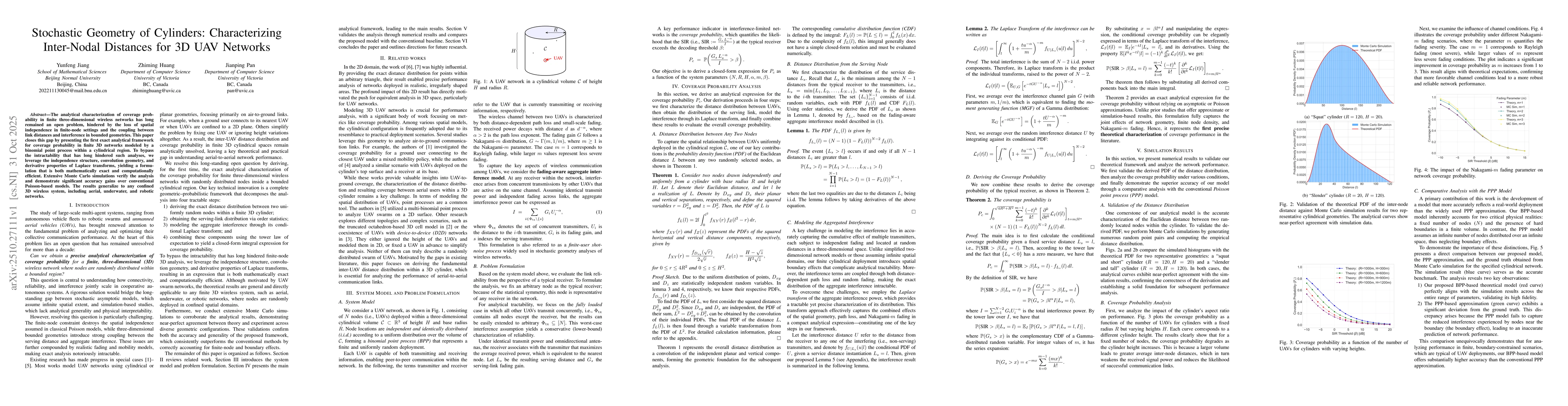 Thumbnail for Stochastic Geometry of Cylinders: Characterizing Inter-Nodal Distances
  for 3D UAV Networks