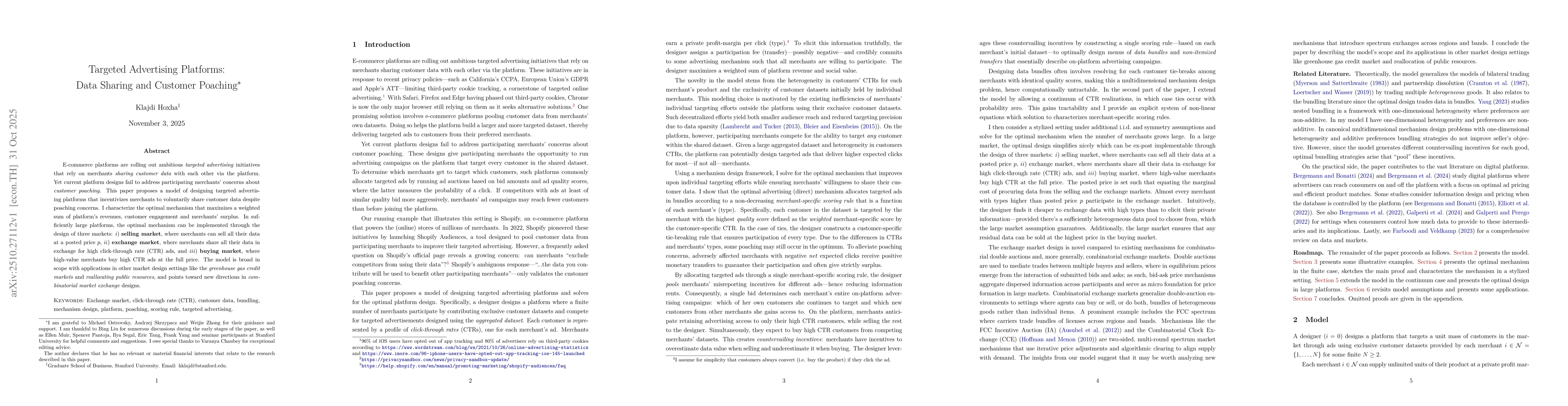 Thumbnail for Targeted Advertising Platforms: Data Sharing and Customer Poaching