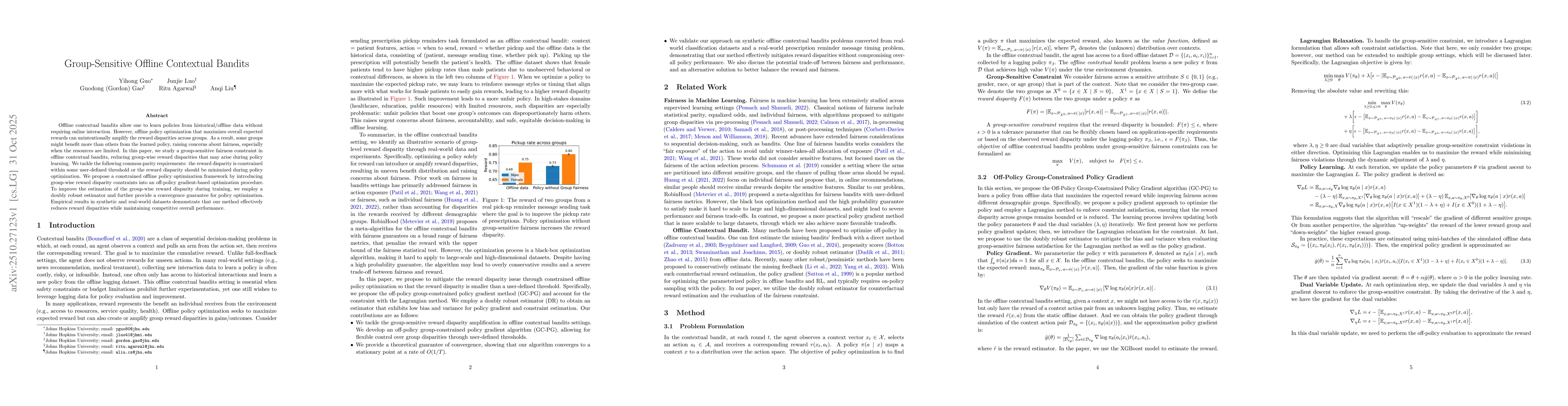 Thumbnail for Group-Sensitive Offline Contextual Bandits