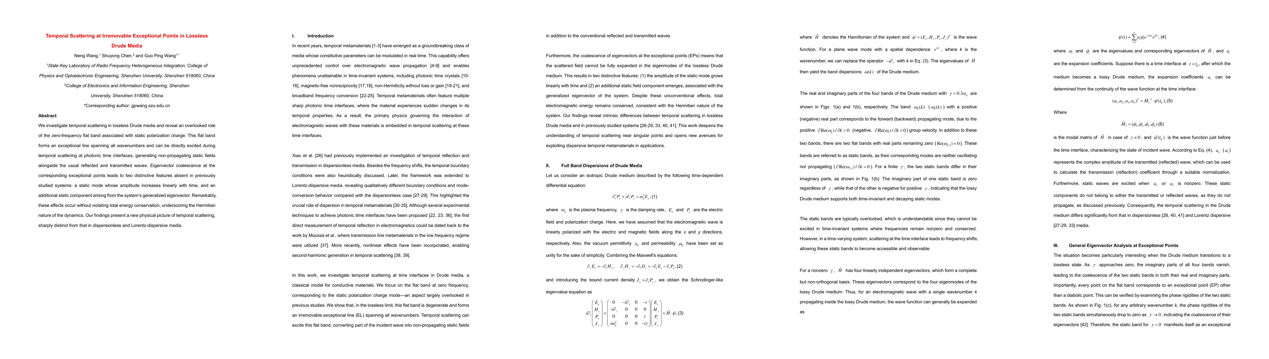 Thumbnail for Temporal Scattering at Irremovable Exceptional Points in Lossless Drude
  Media