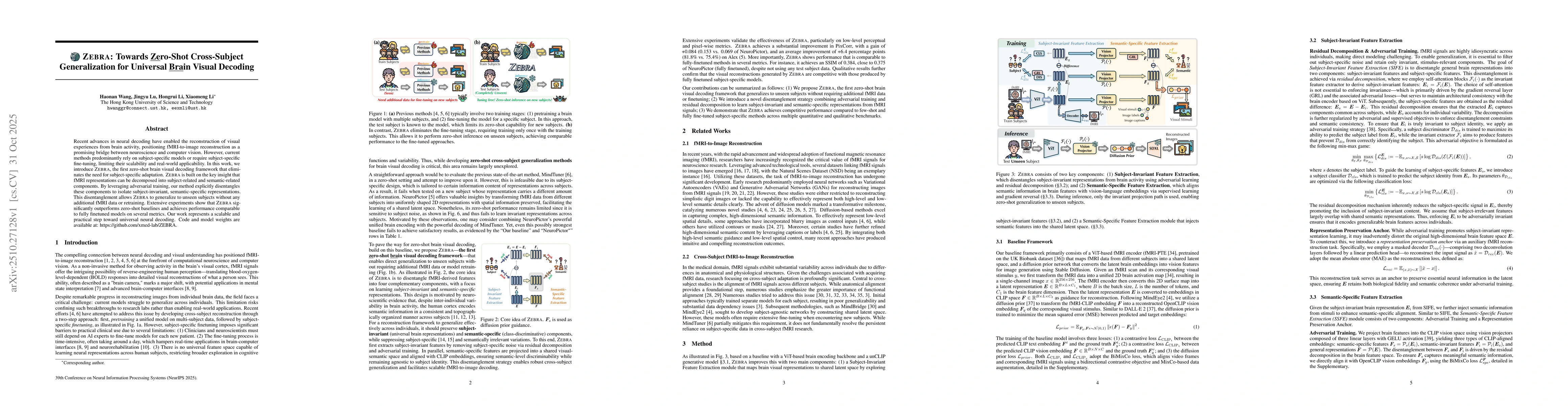 Thumbnail for ZEBRA: Towards Zero-Shot Cross-Subject Generalization for Universal
  Brain Visual Decoding