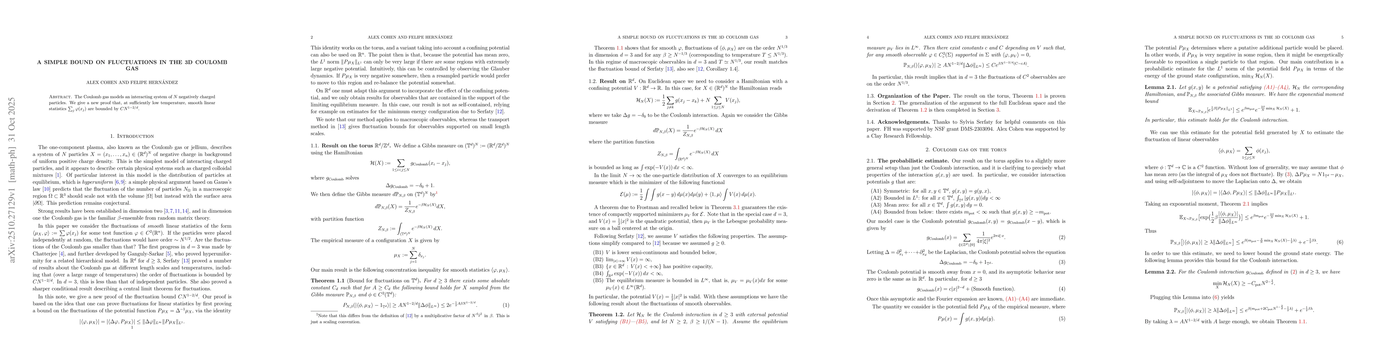 Thumbnail for A simple bound on fluctuations in the 3D Coulomb gas