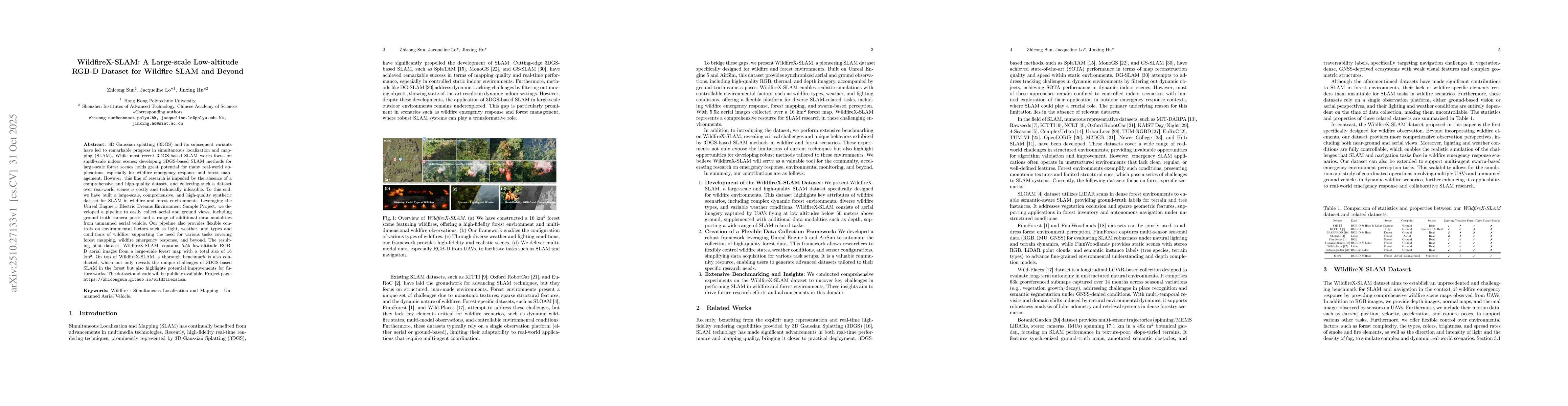 Thumbnail for WildfireX-SLAM: A Large-scale Low-altitude RGB-D Dataset for Wildfire
  SLAM and Beyond