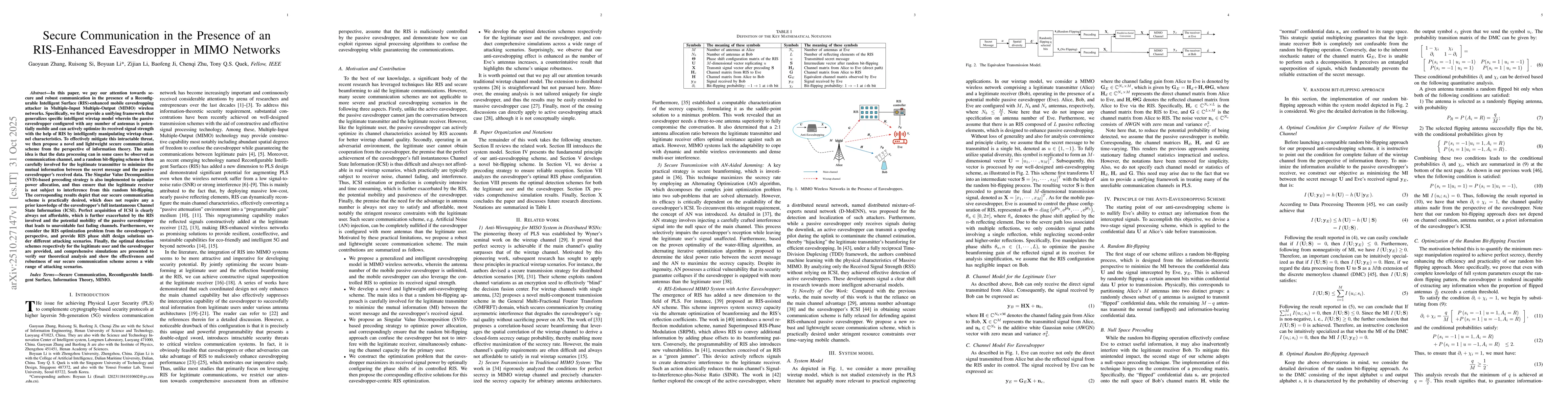 Thumbnail for Secure Communication in the Presence of an RIS-Enhanced Eavesdropper in
  MIMO Networks