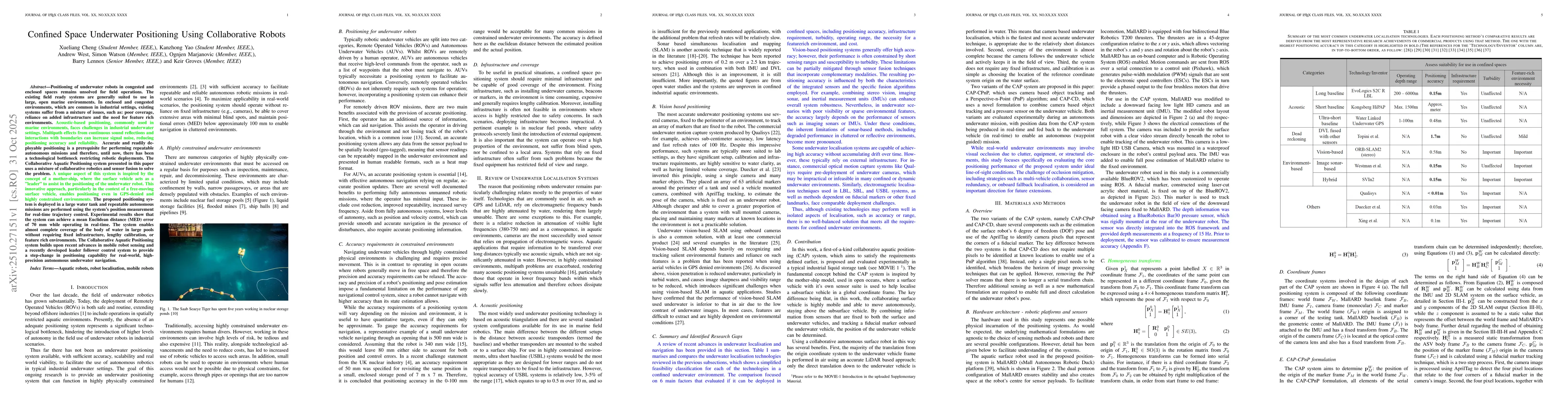 Thumbnail for Confined Space Underwater Positioning Using Collaborative Robots
