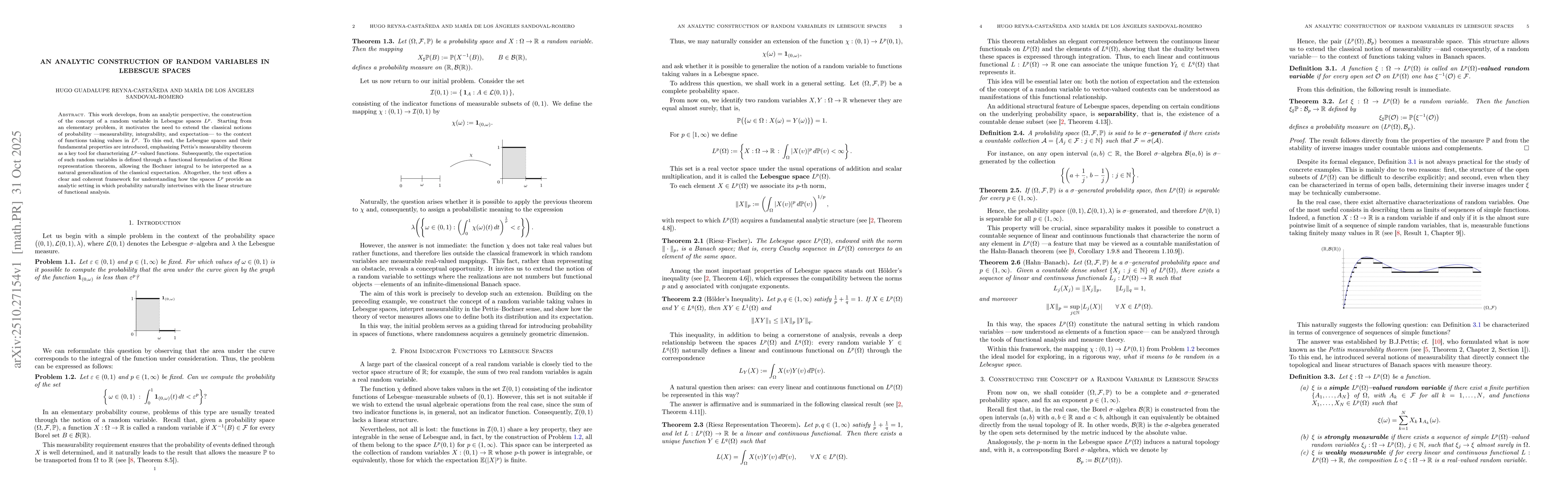 Thumbnail for An Analytic Construction of Random Variables in Lebesgue Spaces