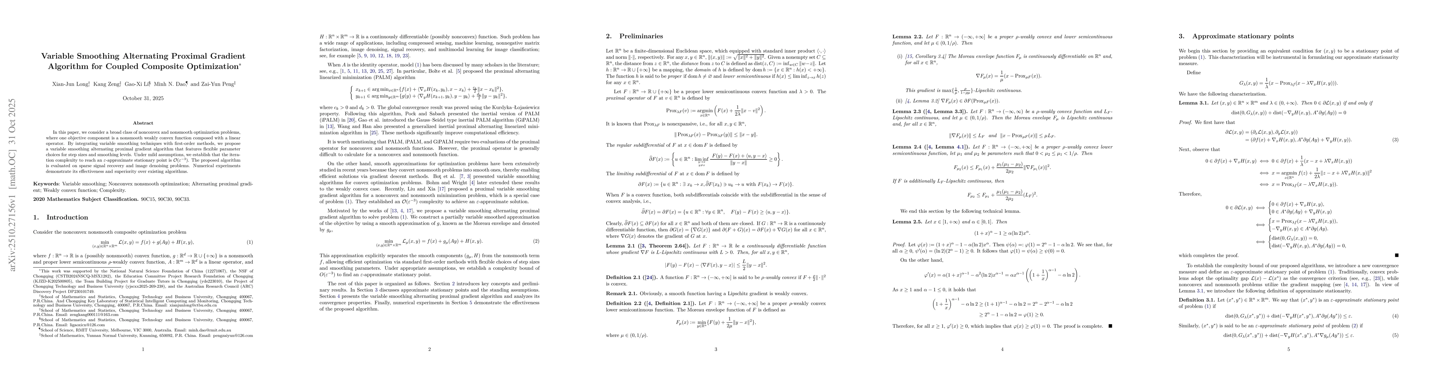 Thumbnail for Variable Smoothing Alternating Proximal Gradient Algorithm for Coupled
  Composite Optimization