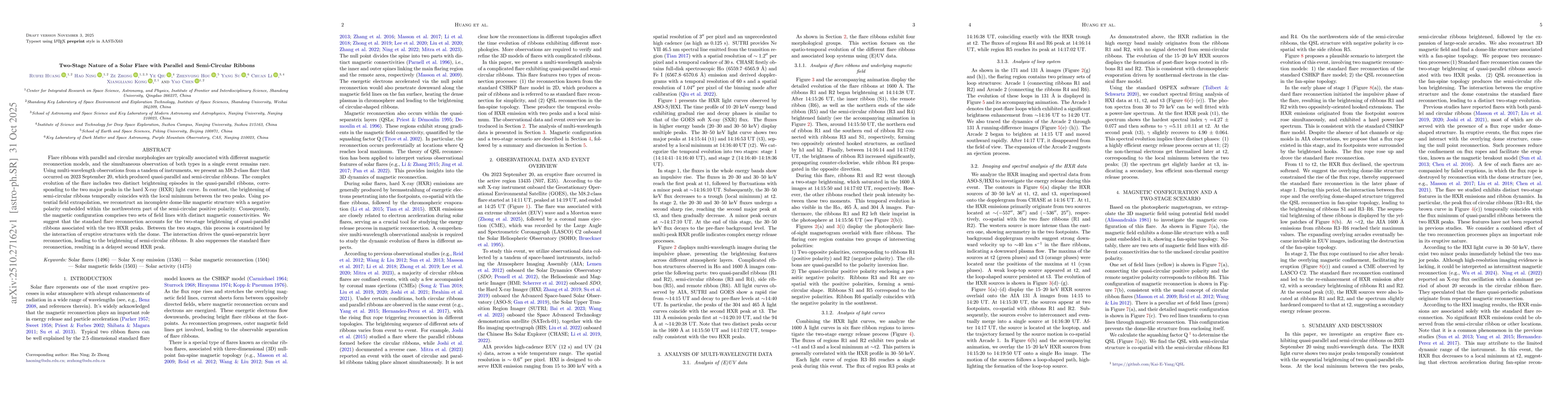 Thumbnail for Two-Stage Nature of a Solar Flare with Parallel and Semi-Circular
  Ribbons