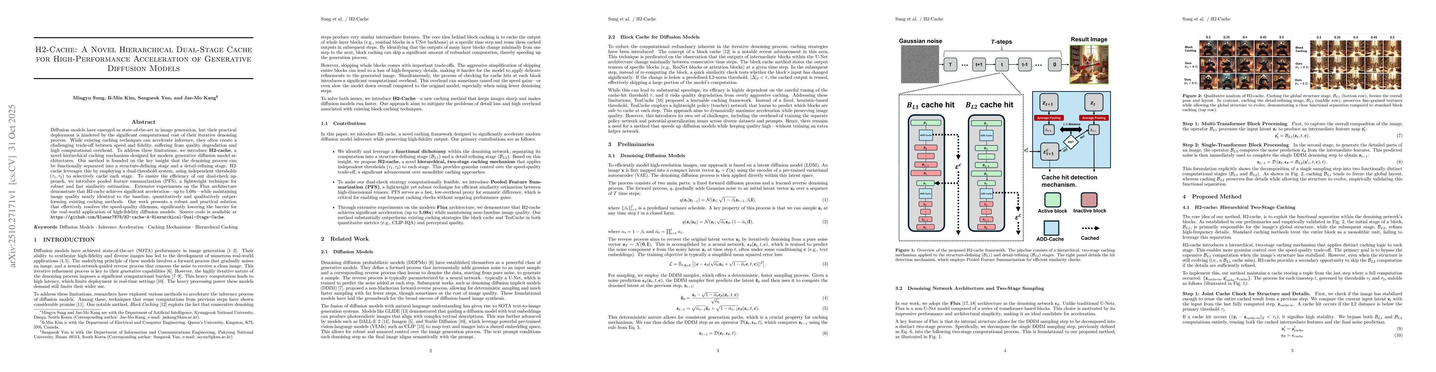 Thumbnail for H2-Cache: A Novel Hierarchical Dual-Stage Cache for High-Performance
  Acceleration of Generative Diffusion Models