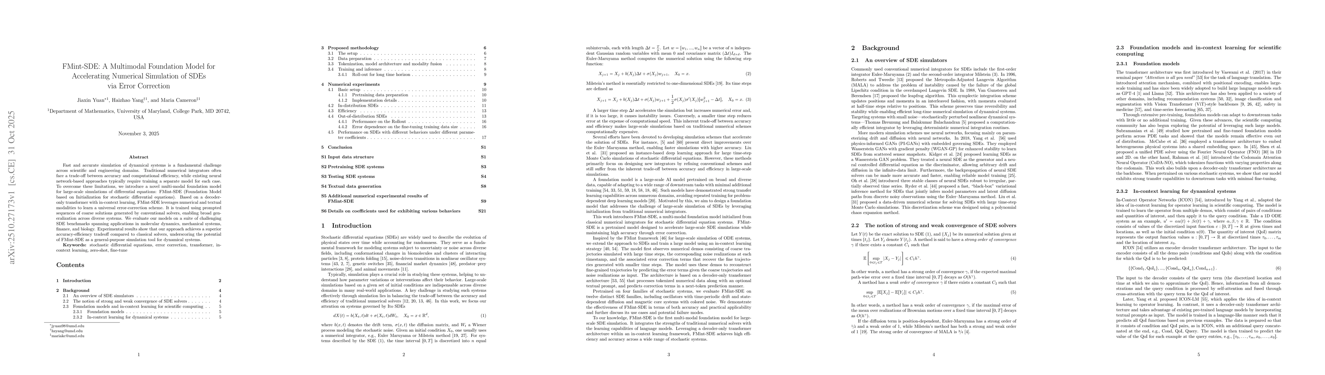 Thumbnail for FMint-SDE: A Multimodal Foundation Model for Accelerating Numerical
  Simulation of SDEs via Error Correction