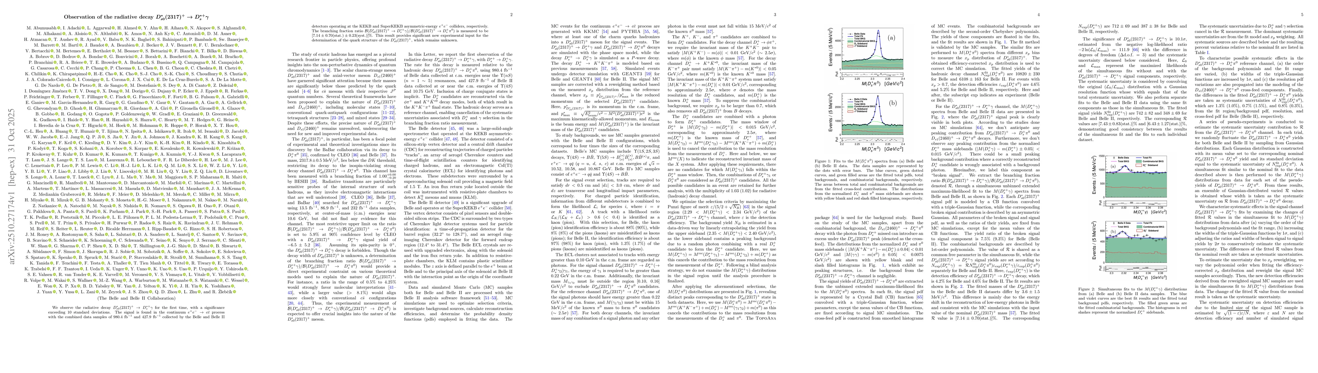 Thumbnail for Observation of the radiative decay $D_s (2317)^+ \to D_s^* γ$