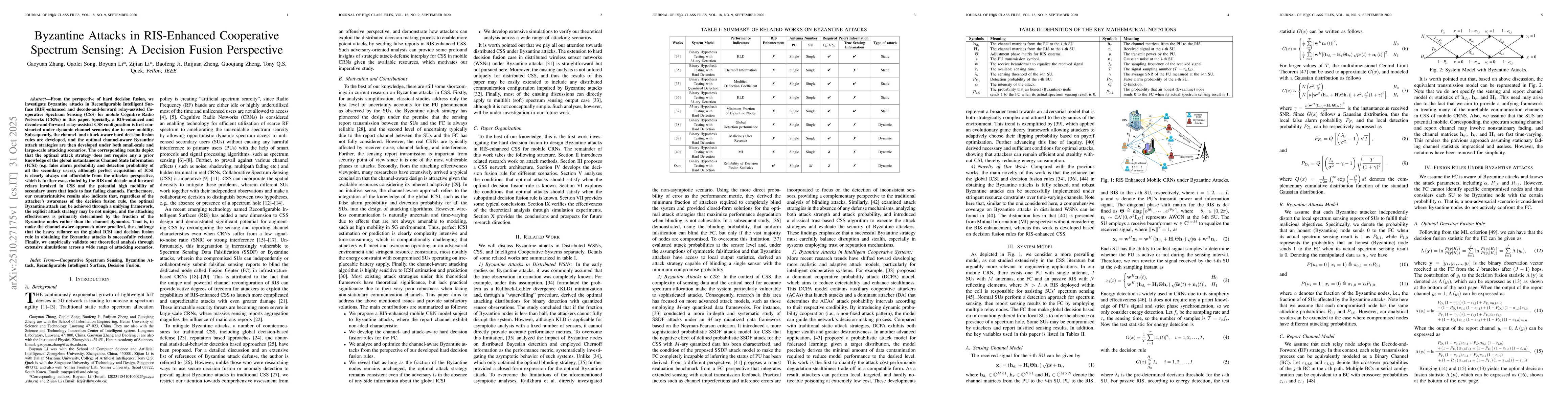 Thumbnail for Byzantine Attacks in RIS-Enhanced Cooperative Spectrum Sensing: A
  Decision Fusion Perspective