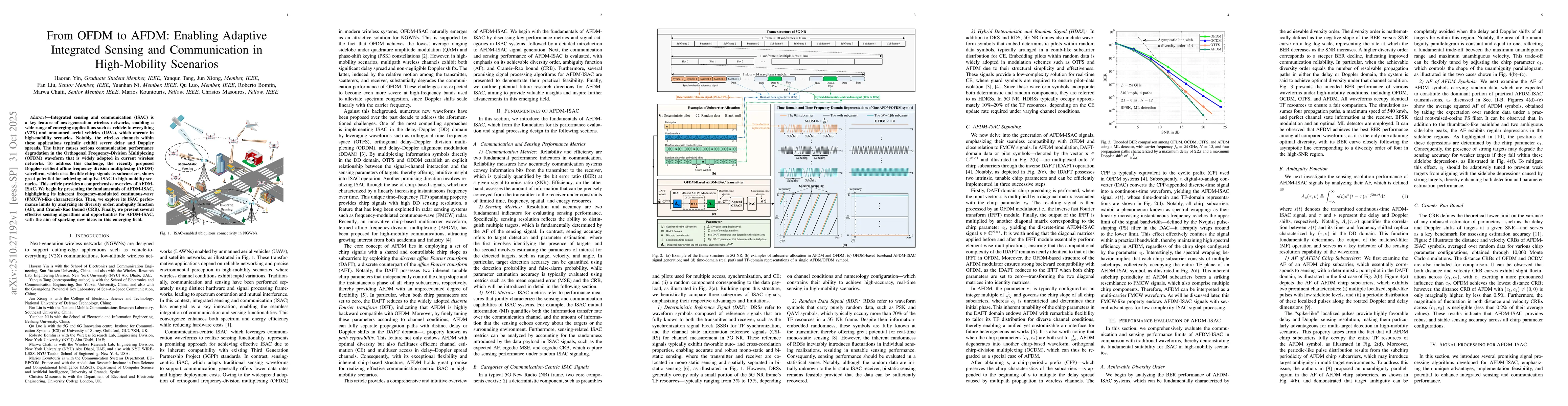 Thumbnail for From OFDM to AFDM: Enabling Adaptive Integrated Sensing and
  Communication in High-Mobility Scenarios