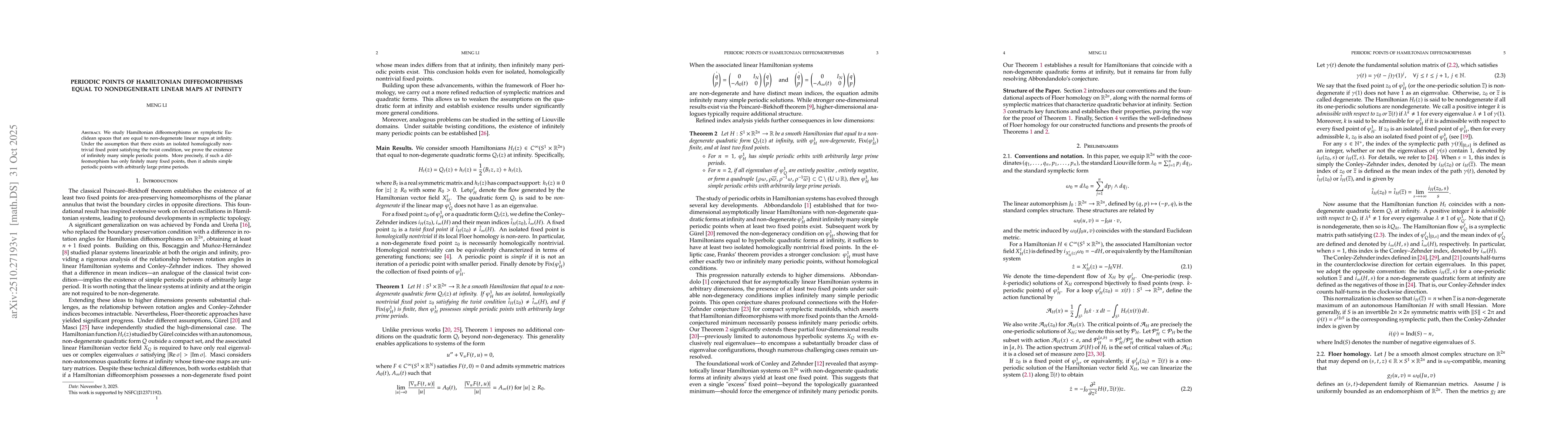 Thumbnail for Periodic Points of Hamiltonian Diffeomorphisms Equal to Nondegenerate
  Linear Maps at Infinity