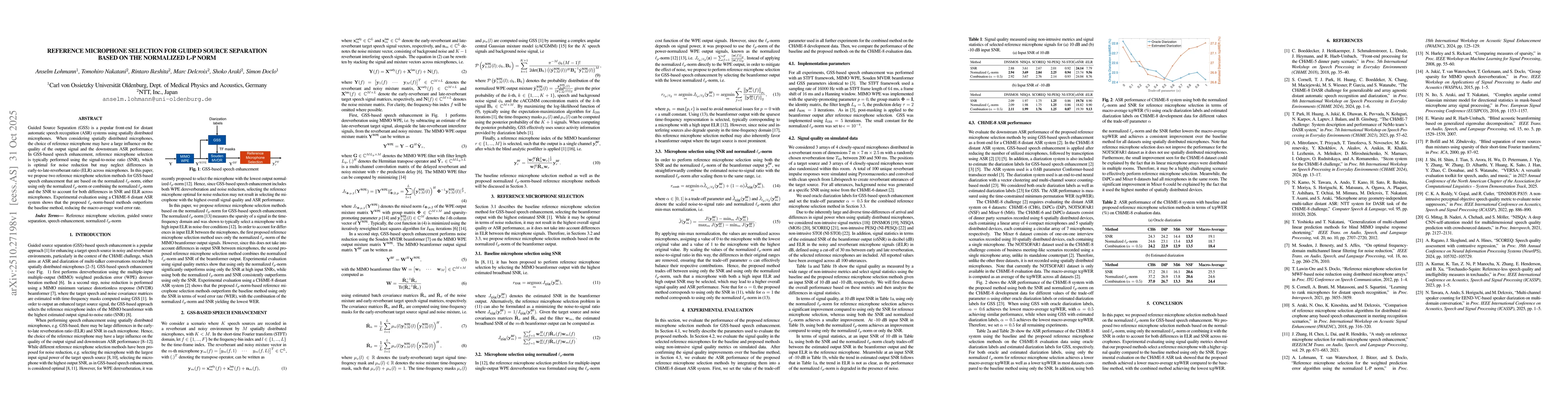 Thumbnail for Reference Microphone Selection for Guided Source Separation based on the
  Normalized L-p Norm