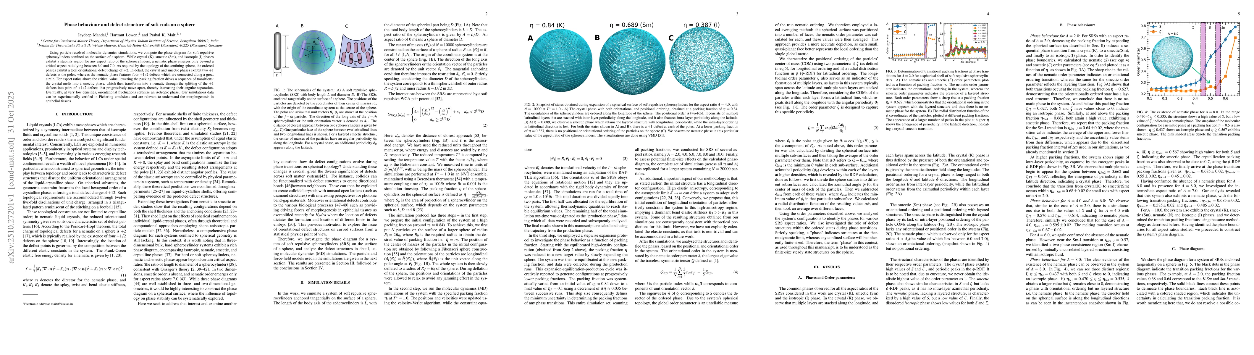 Thumbnail for Phase behaviour and defect structure of soft rods on a sphere