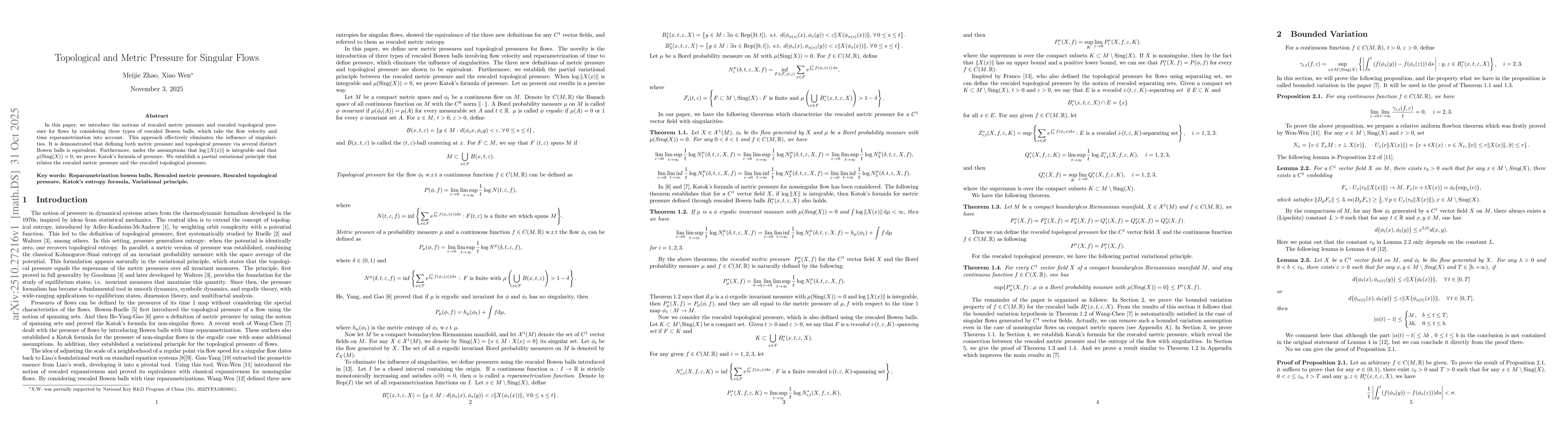 Thumbnail for Topological and Metric Pressure for Singular Flows