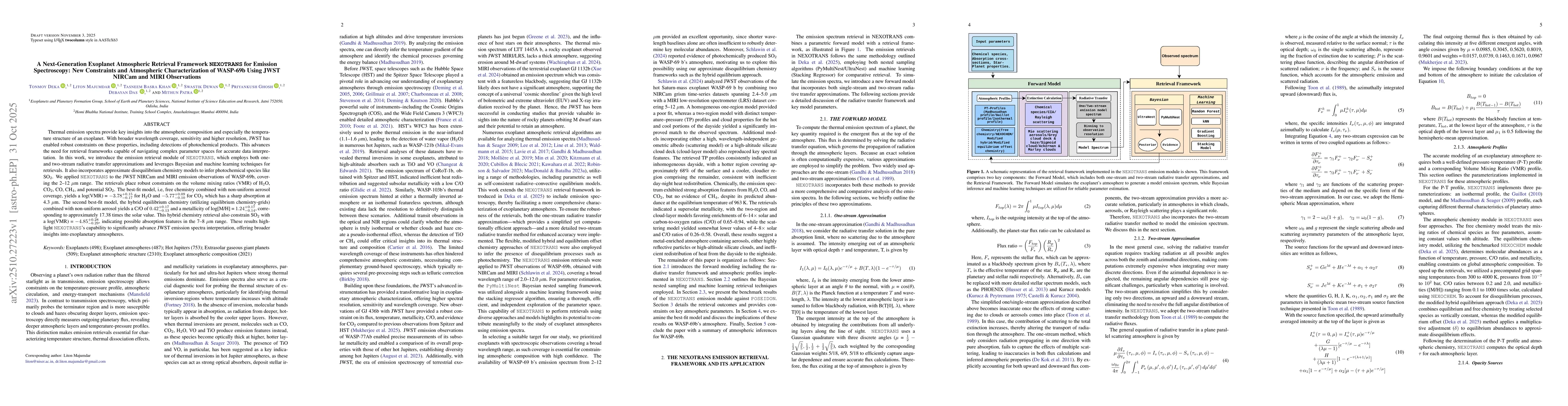 Thumbnail for A Next-Generation Exoplanet Atmospheric Retrieval Framework NEXOTRANS
  for Emission Spectroscopy: New Constraints and Atmospheric Characterization
  of WASP-69b Using JWST NIRCam and MIRI Observations