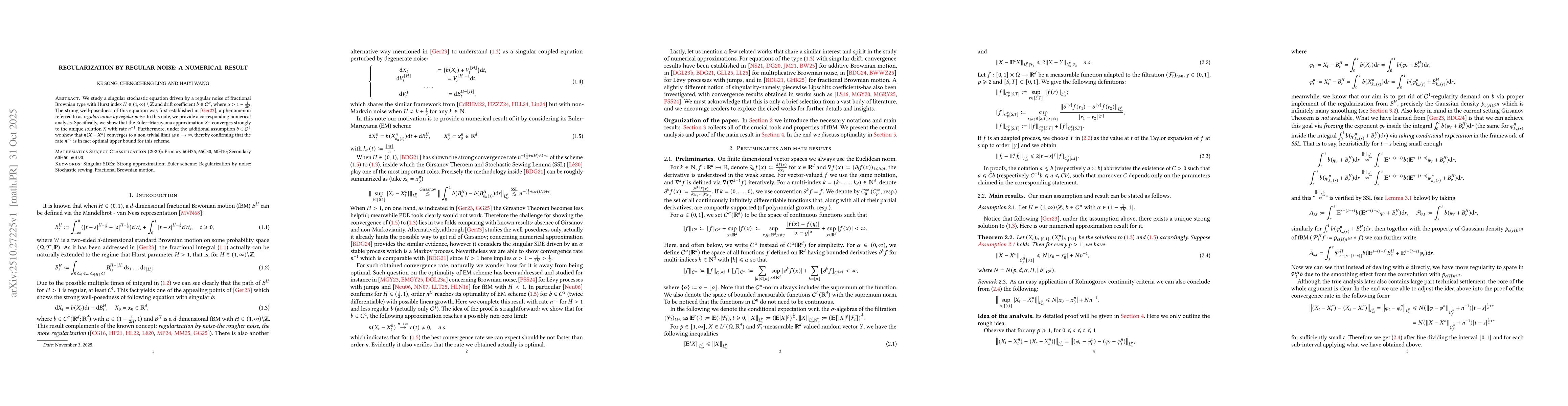 Thumbnail for Regularization by regular noise: a numerical result