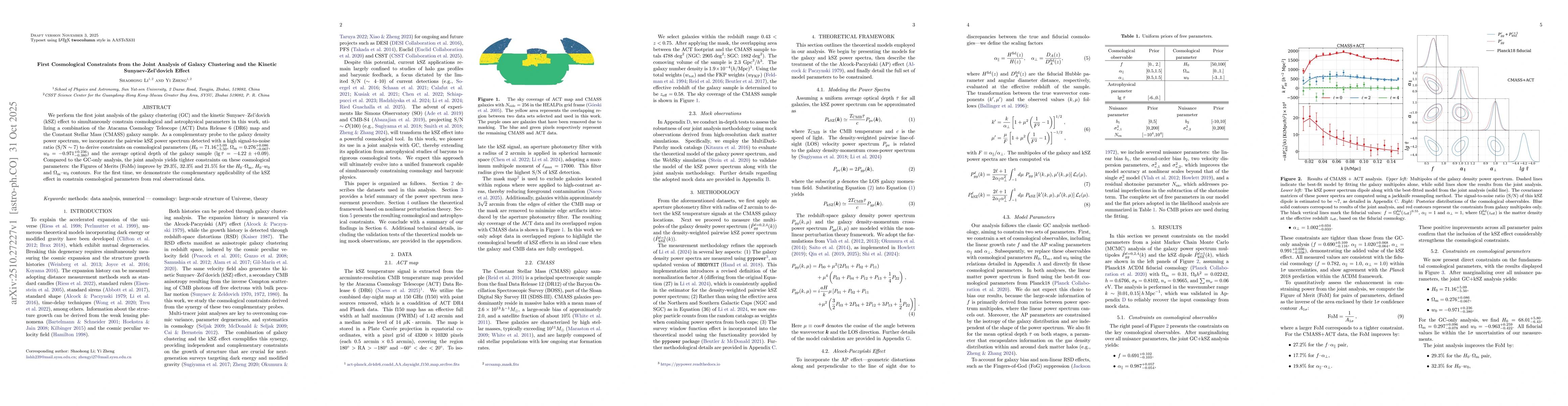 Thumbnail for First Cosmological Constraints from the Joint Analysis of Galaxy
  Clustering and the Kinetic Sunyaev-Zel'dovich Effect