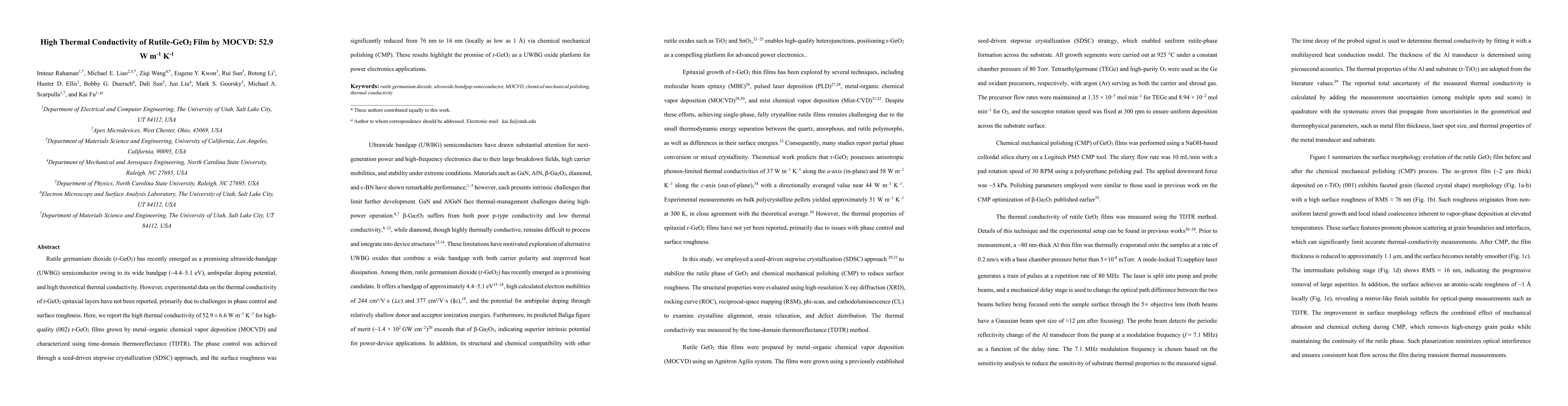 Thumbnail for High thermal conductivity of rutile-GeO$_2$ films grown by MOCVD:
  $52.9~\mathrm{W\,m^{-1}\,K^{-1}}$