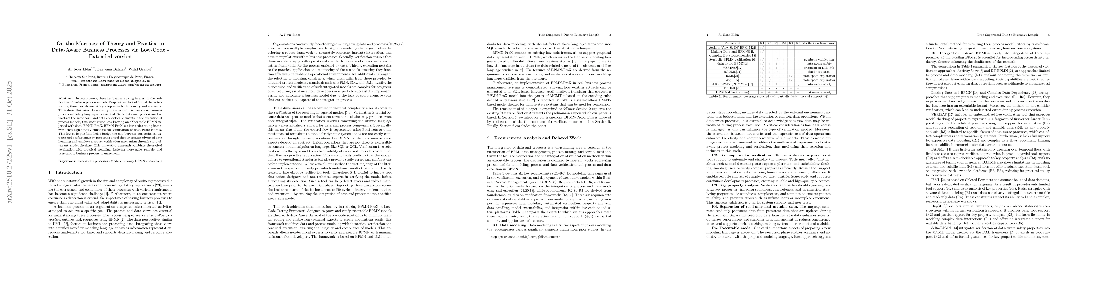 Thumbnail for On the Marriage of Theory and Practice in Data-Aware Business Processes
  via Low-Code