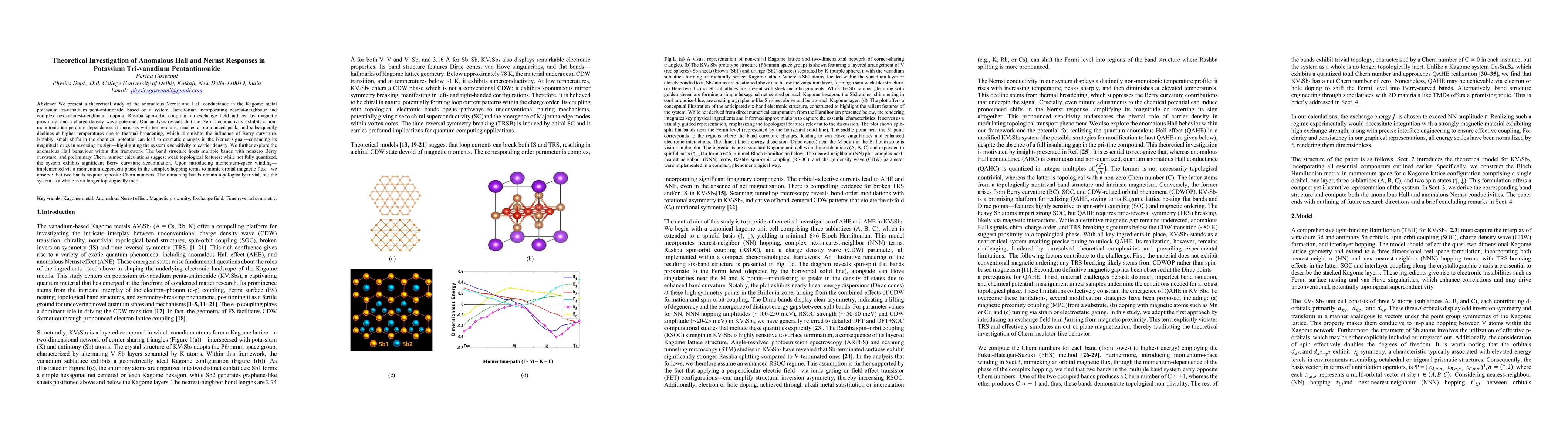 Thumbnail for Theoretical Investigation of Anomalous Hall and Nernst Responses in
  Potassium Tri Vanadium Pentantimonide