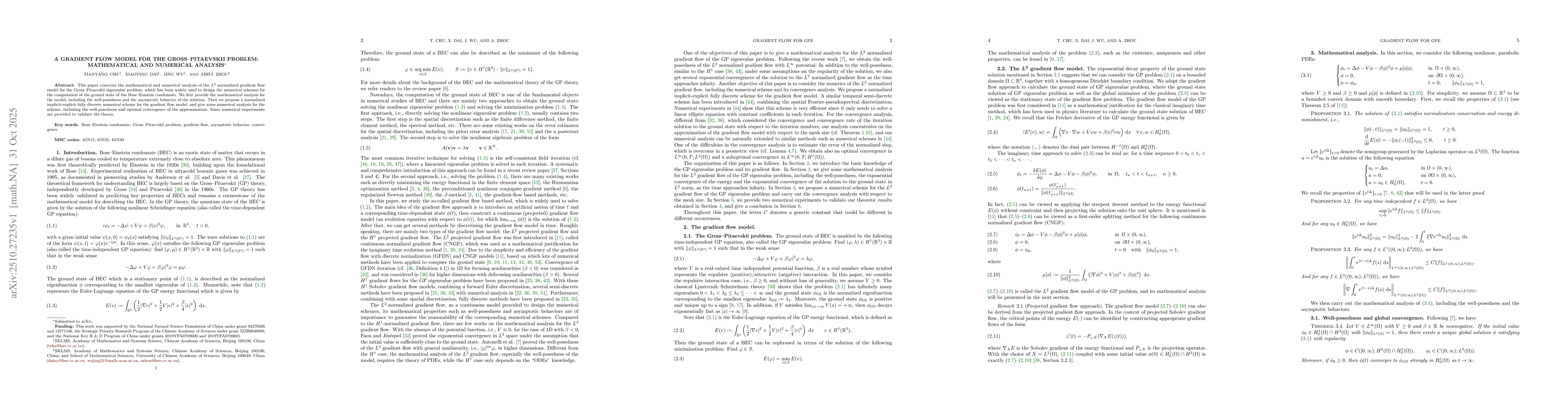 Thumbnail for A gradient flow model for the Gross--Pitaevskii problem: Mathematical
  and numerical analysis