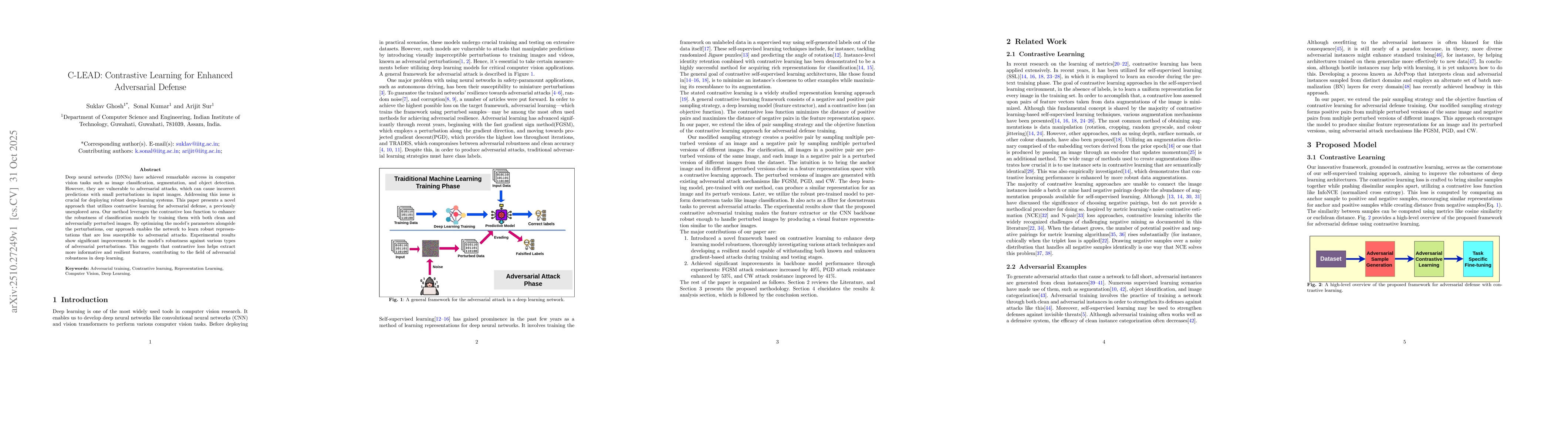 Thumbnail for C-LEAD: Contrastive Learning for Enhanced Adversarial Defense