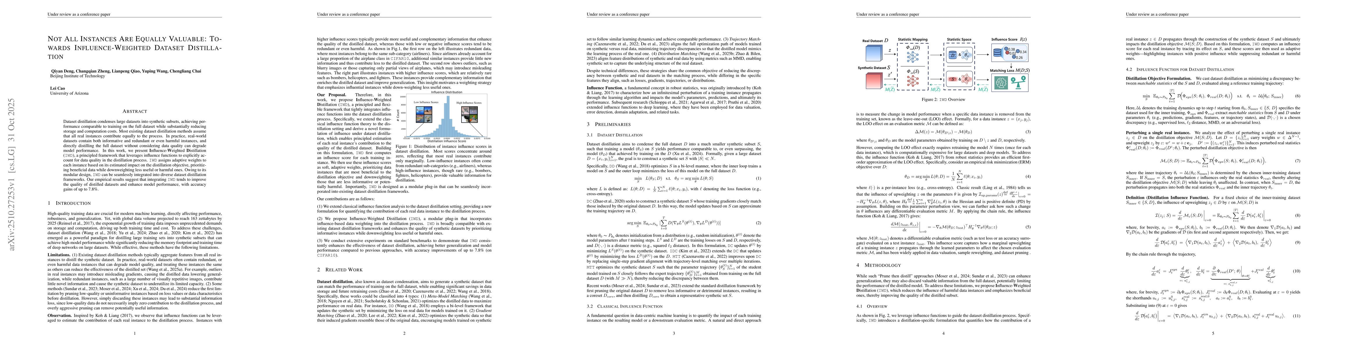 Thumbnail for Not All Instances Are Equally Valuable: Towards Influence-Weighted
  Dataset Distillation