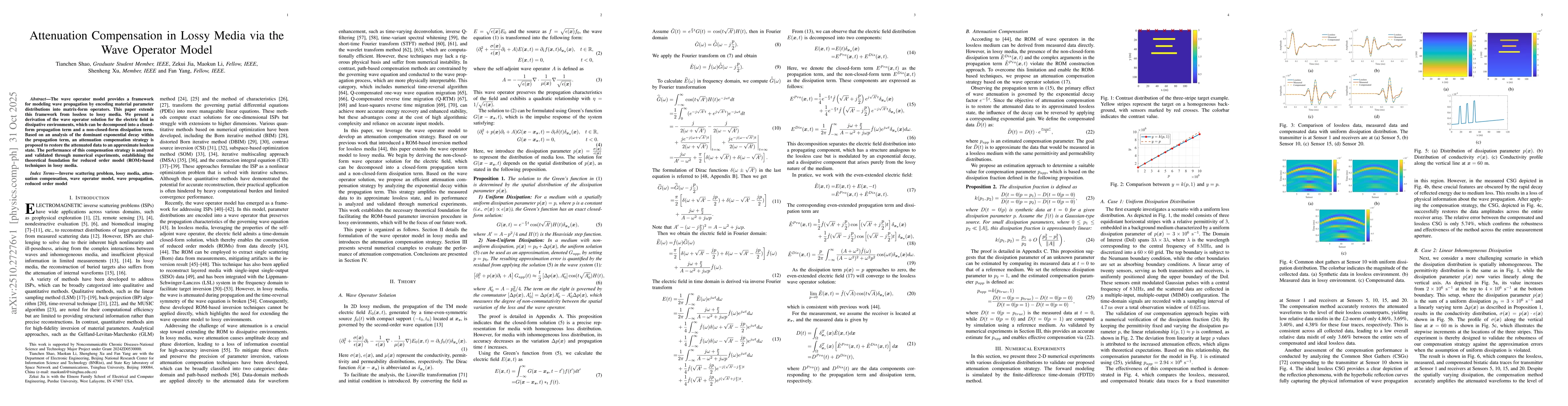 Thumbnail for Attenuation Compensation in Lossy Media via the Wave Operator Model