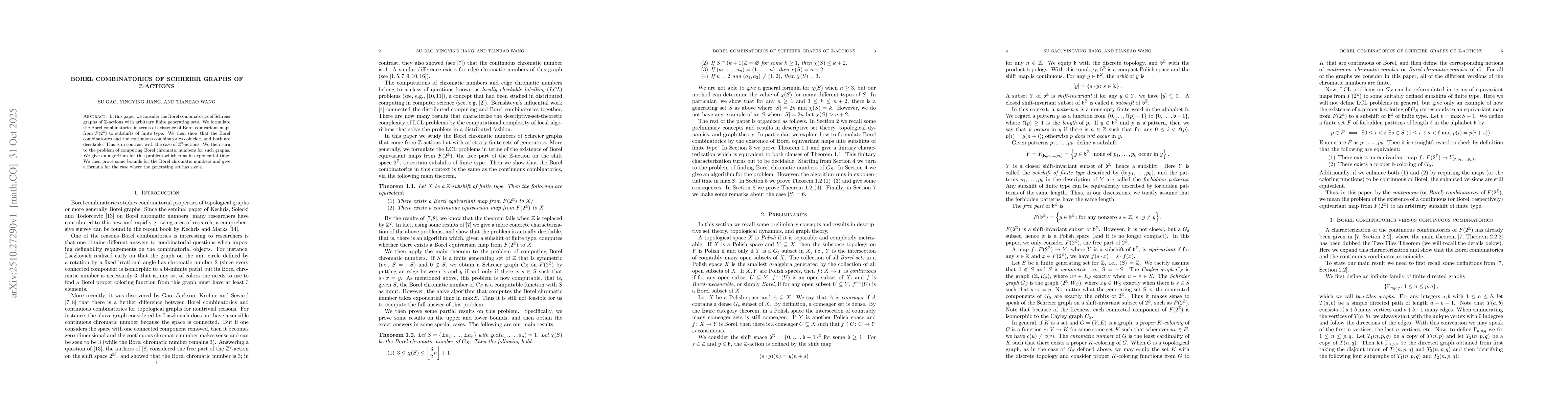 Thumbnail for Borel Combinatorics of Schreier Graphs of $\mathbb{Z}$-actions