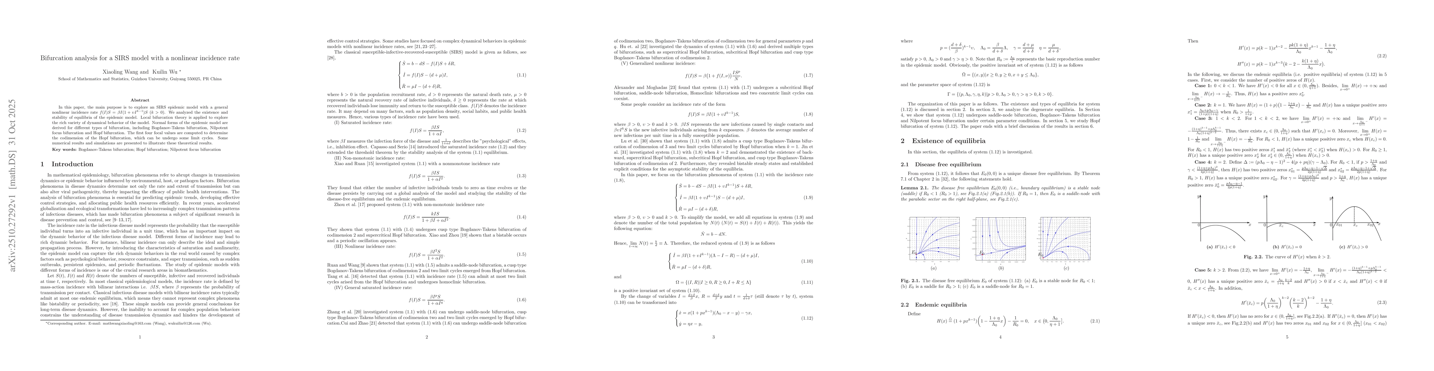 Thumbnail for Bifurcation analysis for a SIRS model with a nonlinear incidence rate