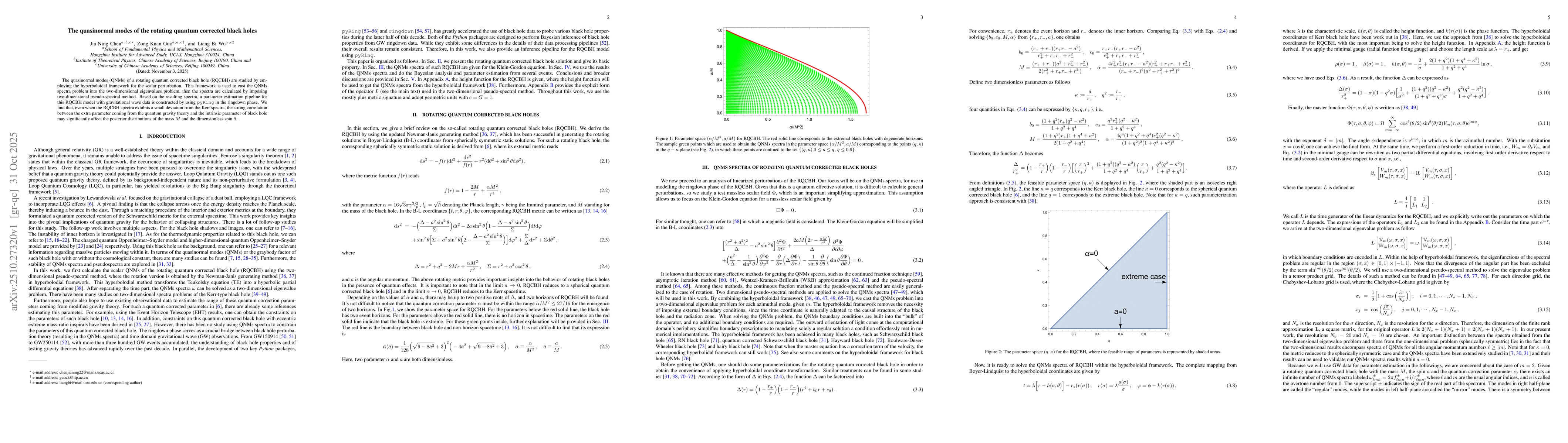 Thumbnail for The quasinormal modes of the rotating quantum corrected black holes